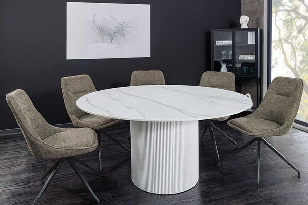 Kulatý jídelní stůl Parthenia 120 cm vzor bílý mramor