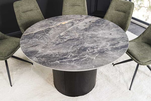 Kulatý jídelní stůl Parthenia 120 cm vzor šedý mramor