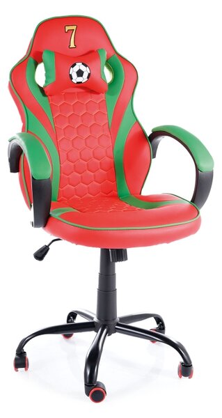 Dětská židle - PORTUGAL, ekokůže, červená/zelená