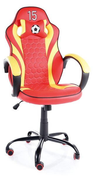 Dětská židle - SPAIN, ekokůže, červená/žlutá