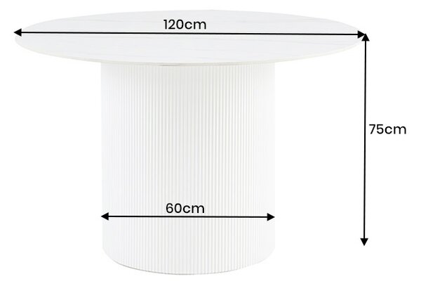 Kulatý jídelní stůl Parthenia 120 cm vzor bílý mramor