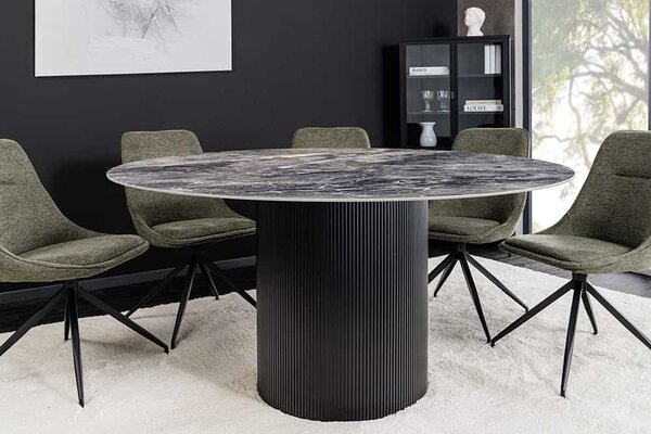 Kulatý jídelní stůl Parthenia 120 cm vzor šedý mramor