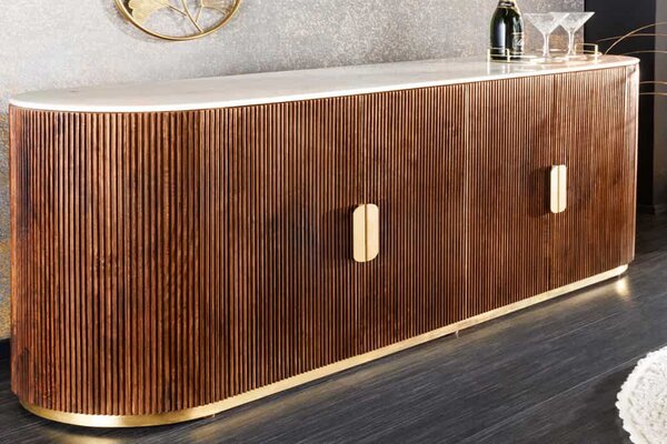 Designová komoda Daichi 170 cm mango/mramor bílý