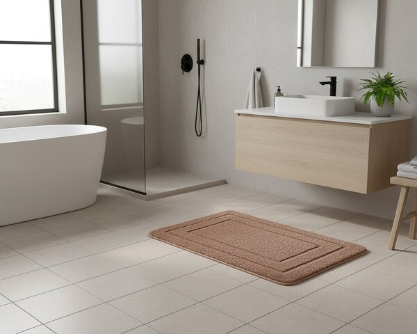 Euromat koupelnová předložka ALOR, jednobarevná hnědá, dlouhý vlas 2cm, 50x80cm