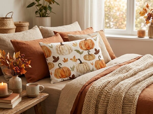 Flanelový povlak na polštář PUMPKINS & STRIPES 50x70 cm, barevný