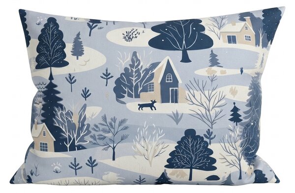 Flanelový povlak na polštář SNOWY VALLEY 50x70 cm, modrý