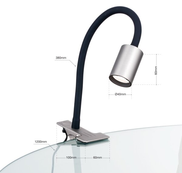 Orion Str 10-489- LED Flexibilní stolní lampa s klipem KURT LED/5W/230V stříbrná