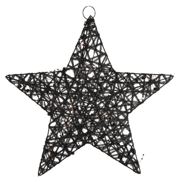 Vánoční dekorace hvězda STARIELLE s LED osvětlením 30 cm, černá
