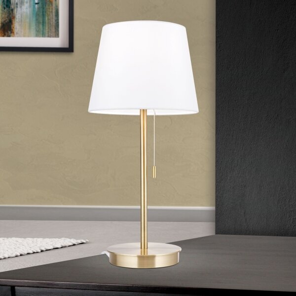 Orion LA 4-1205/1 - Stolní lampa s USB portem LUDWIG 1xE27/40W/230V bílá/zlatá