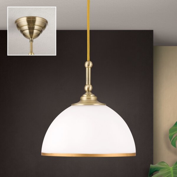 Orion HL 6-1808/1 - Lustr na lanku OLD LAMP 1xE27/40W/230V bílá/mosaz