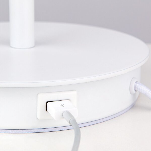 Orion LA 4-1205/1 - Stolní lampa s USB portem LUDWIG 1xE27/40W/230V bílá
