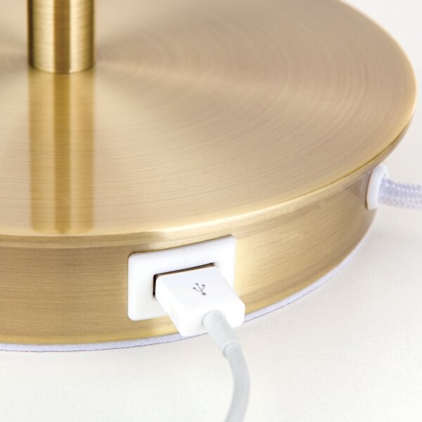 Orion LA 4-1205/1 - Stolní lampa s USB portem LUDWIG 1xE27/40W/230V bílá/zlatá