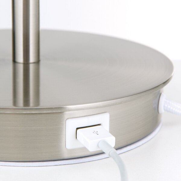 Orion LA 4-1205/1 - Stolní lampa s USB portem LUDWIG 1xE27/40W/230V bílá/chrom