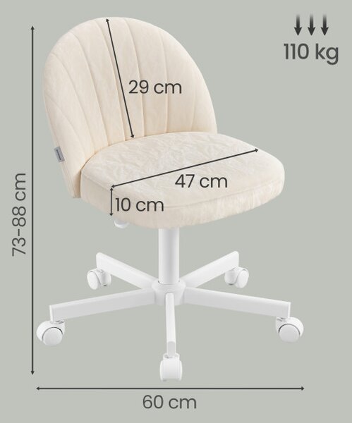 Kosmetická židle s kolečky OBGB35027W101 krémová / bílá