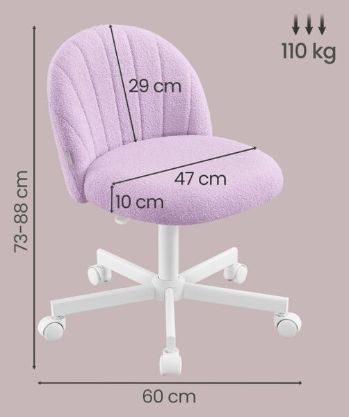 Kosmetická židle s kolečky TEDDY OBGB35027P101 fialová