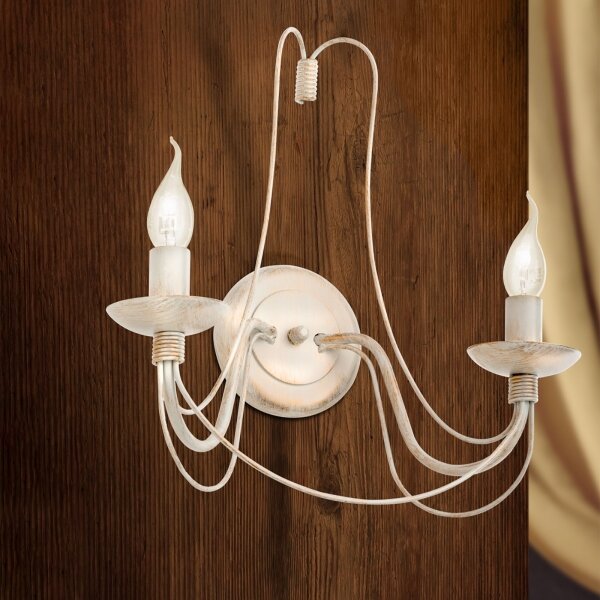 Orion WA 2-809/2 - Nástěnná lampa VELA 2xE14/40W/230V bílá/zlatá/patina
