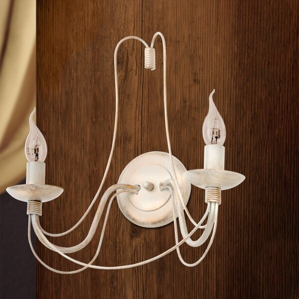 Orion WA 2-809/2 - Nástěnná lampa VELA 2xE14/40W/230V bílá/zlatá/patina