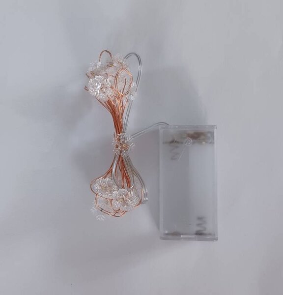DECOLED LED světýlka na baterie, vločky, 2,3 m, teple bílá, 20 diod, drátek, IP20 interiér, 2 × AA
