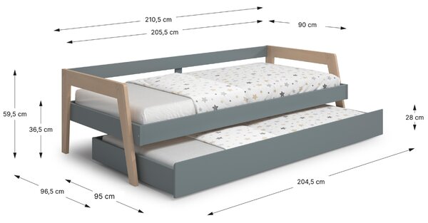 Marckeric Zelená dřevěná rozkládací postel Carrie 90 x 200/190 cm