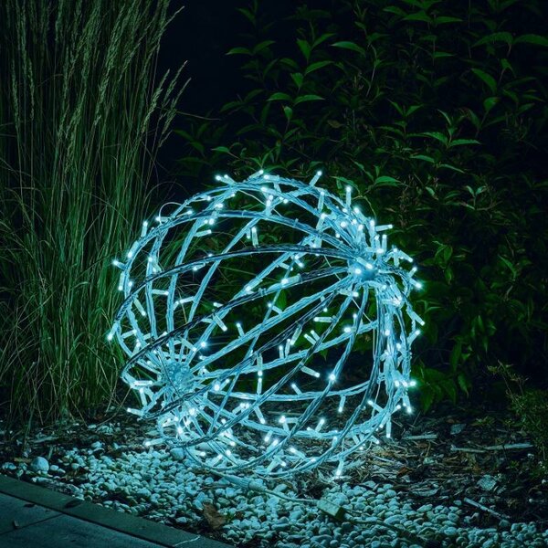 DECOLED 3D LED svítící koule, pr. 100 cm, ledově bílá, bílý kabel, IP67, Easy Fix