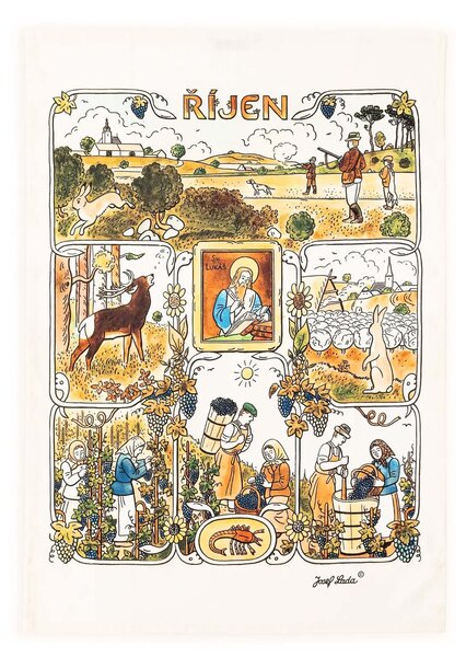 Matějovský utěrky JOSEF CYKLUS 12 MĚSÍCŮ, vícebarevná, 12 kusů 50x70cm