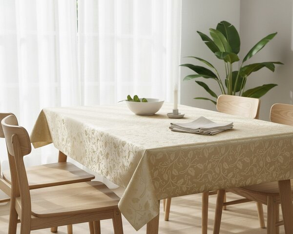 Luxusní ubrus PVC s textilním podkladem PEARL ZG-6262B, damaškový vzor, perlová, š.140cm (metráž)