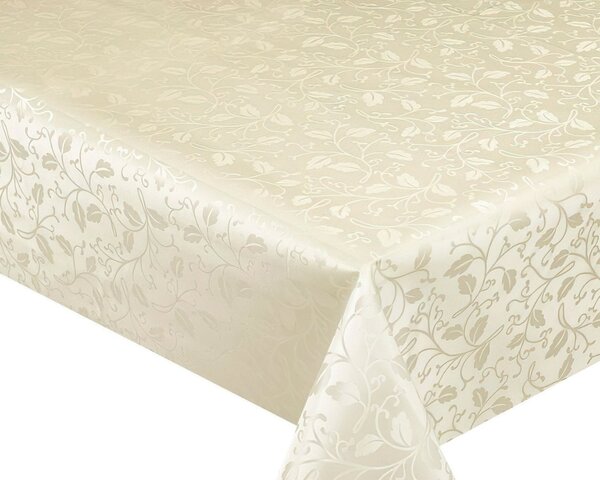 Luxusní ubrus PVC s textilním podkladem PEARL ZG-6262B, damaškový vzor, perlová, š.140cm (metráž)
