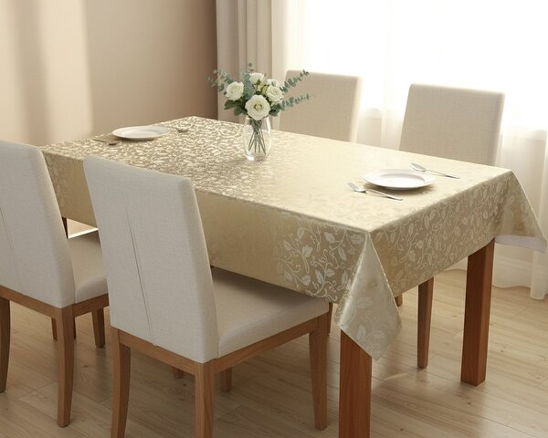 Luxusní ubrus PVC s textilním podkladem PEARL ZG-6262B, damaškový vzor, perlová, š.140cm (metráž)