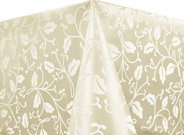 Luxusní ubrus PVC s textilním podkladem PEARL ZG-6262B, damaškový vzor, perlová, š.140cm (metráž)