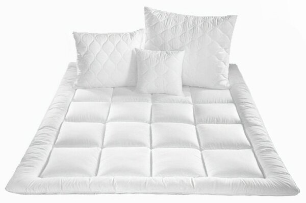 4sleep Set SCHON z dutého vlákna prošívaný přikrývka 140x200cm polštář 70x90cm PLUS celoroční (1000 + 1000g)