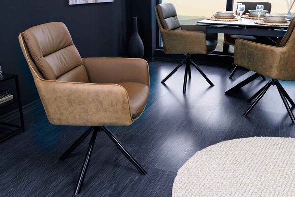 Designová otočná židle Maddison koňaková