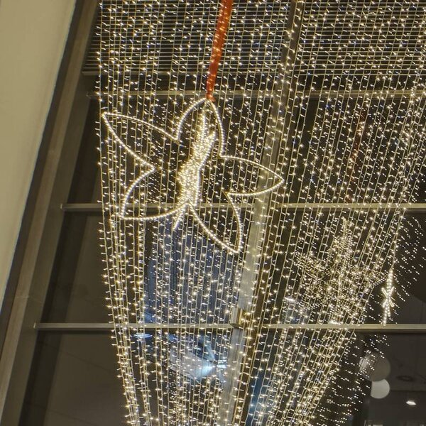 DECOLED Easy Fix LED světelný závěs interiér, 100 × 150 cm, teple bílá, 150 diod, 10 pramenů, čirý kabel, IP20, prodlužovací