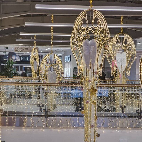 DECOLED Easy Fix LED světelný závěs interiér, 100 × 150 cm, teple bílá, 150 diod, 10 pramenů, čirý kabel, IP20, prodlužovací