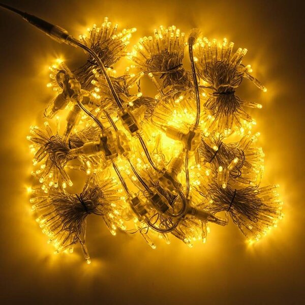 DECOLED Easy Fix LED světelný závěs interiér, 100 × 500 cm, teple bílá, 500 diod, 10 pramenů, čirý kabel, IP20, prodlužovací
