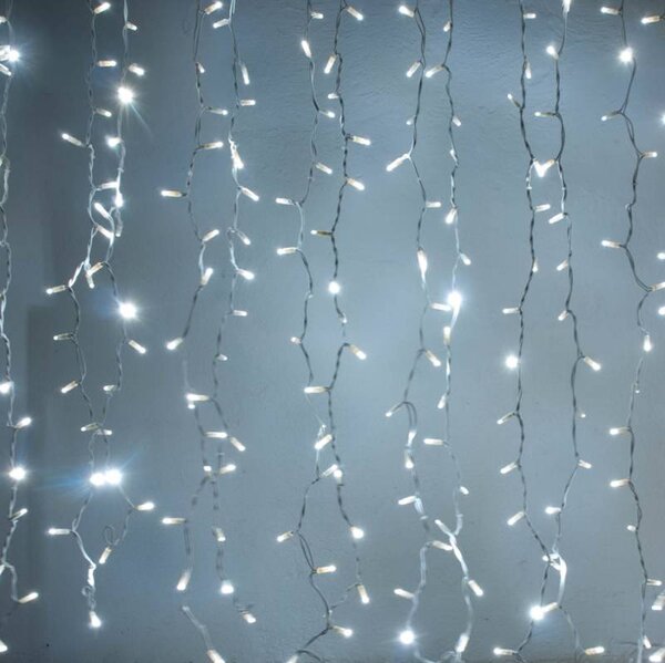 DECOLED Hobby Line LED světelný závěs do okna, 200 × 200 cm, ledově bílá, 200 diod, čirý kabel, IP20 do interiéru