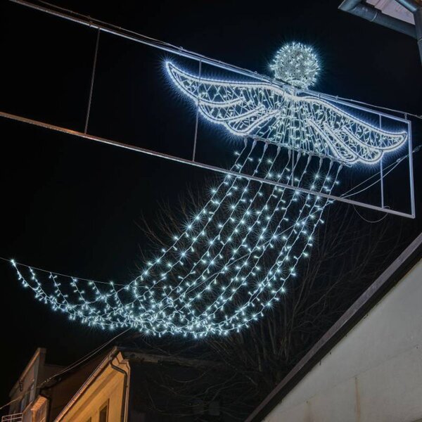 DECOLED Easy Fix LED světelný závěs venkovní, 100 × 300 cm, ledově bílá, 300 diod, bílý kabel, IP67, prodlužovací