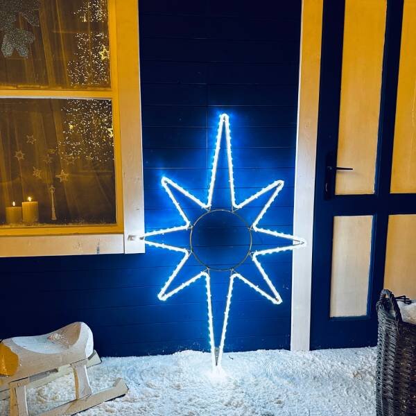 DECOLED Easy Fix 2D LED světelná hvězda X., 67 × 100 cm, ledově bílá, závěsná, hliník