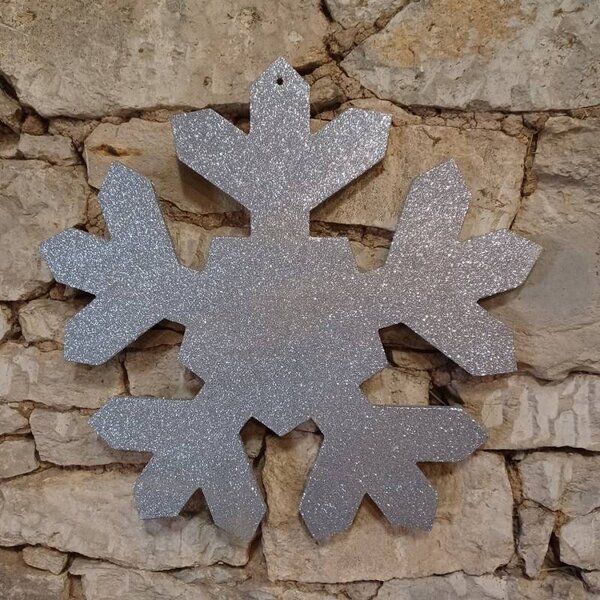 DECOLED Vánoční ozdoba vločka I, pr. 40 cm, stříbrná, překližka, venkovní