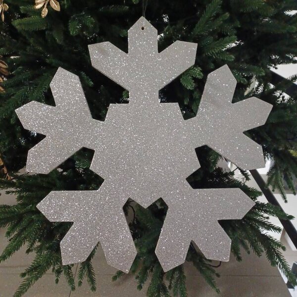 DECOLED Vánoční ozdoba vločka I, pr. 40 cm, stříbrná, překližka, venkovní