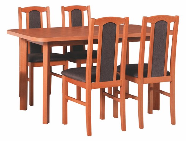 Nábytkáři ORFA MILENIUM 3 - jídelní set stůl+4 židle (Wenus 2P+ Boss 7) olše/látka č.6 (kat. znač.7) tmavě hnědá - kolekce "DRE" (DM) (K150)