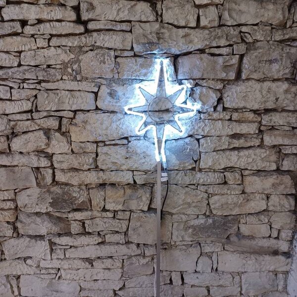 DECOLED Easy Fix 2D LED světelná hvězda na vrchol stromu, 35 × 50 cm, ledově bílá, hliník