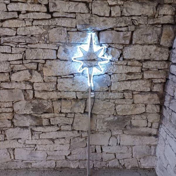 DECOLED Easy Fix 2D LED světelná hvězda na vrchol stromu, 35 × 50 cm, ledově bílá, hliník
