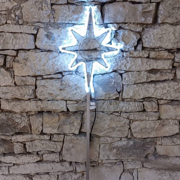 DECOLED Easy Fix 2D LED světelná hvězda na vrchol stromu, 35 × 50 cm, ledově bílá, hliník
