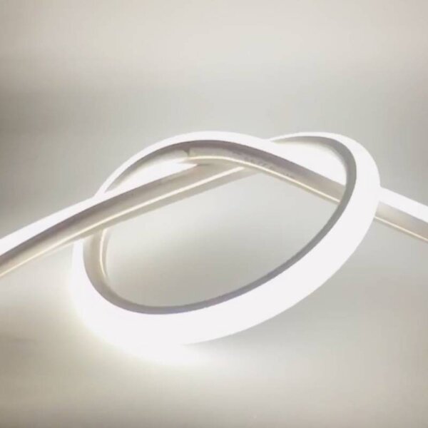 DECOLED Easy Fix LED Neon hadice venkovní, 50 m, D-TYP jednostranný, ledově bílá, 3000 diod, bílý kabel, IP67, cívka