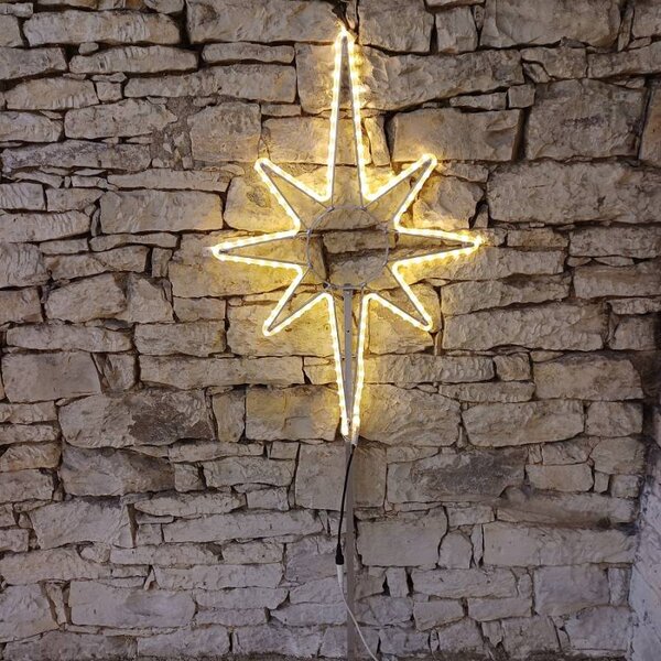 DECOLED Easy Fix 2D LED světelná hvězda na vrchol stromu, 80 × 120 cm, teple bílá, hliník