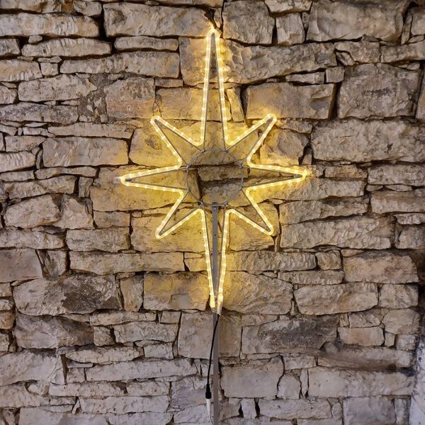 DECOLED Easy Fix 2D LED světelná hvězda na vrchol stromu, 80 × 120 cm, teple bílá, hliník