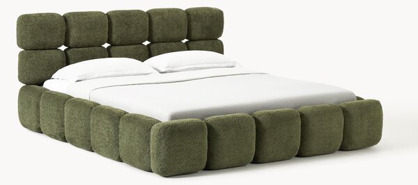 Čalouněná postel z plyšového bouclé Tayla