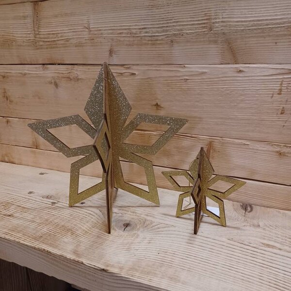 DECOLED Vánoční ozdoba zlatá hvězda, 3D, 15 cm