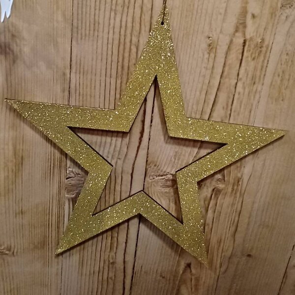 DECOLED Vánoční ozdoba hvězda 80 cm zlatá, dutá, překližka, venkovní