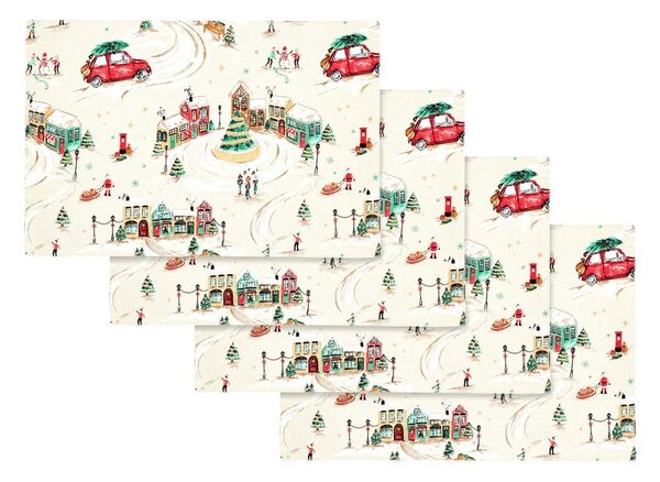 Bavlněná prostírání v sadě 4 ks 30x46 cm Christmas Town – Catherine Lansfield